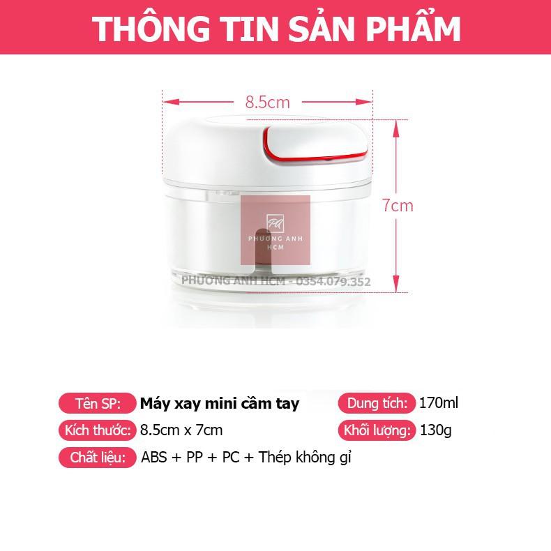 Dụng cụ xay nghiền tỏi ớt Mini Food Choper TulaHome màu trắng dây kéo