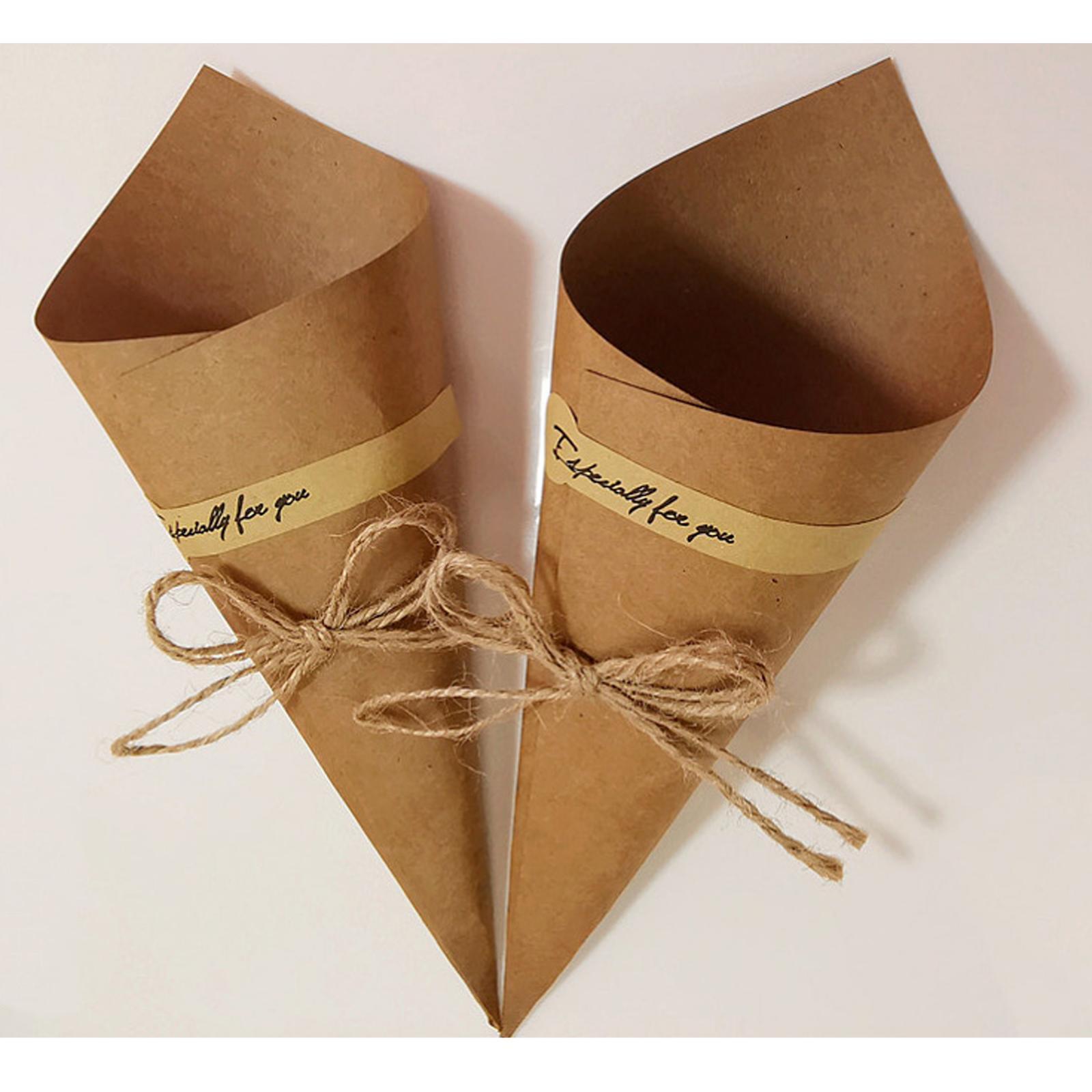 50Pieces Confetti Cones Wedding Cones Paper Cones for Wedding Party Brown