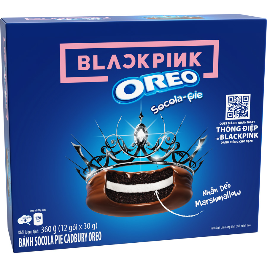 [Limited Edition] Combo 2 hộp Bánh OREO Pie BLACKPINK vị Marshmallow 2x360g (Tặng kèm 4 thẻ hình BLACKPINK)