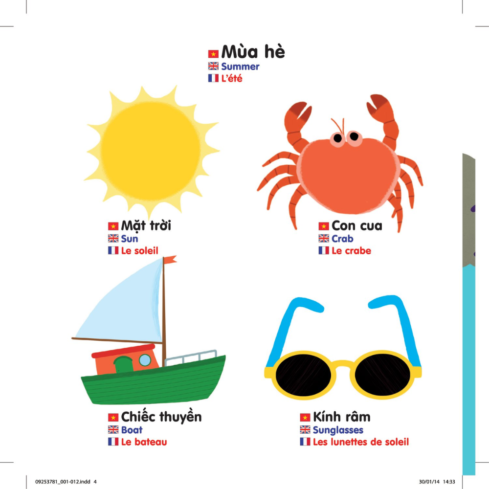Sách Chuyển Động Thông Minh Đa Ngữ Việt - Anh - Pháp Các Mùa Trong Năm – Seasons – Les Saisons