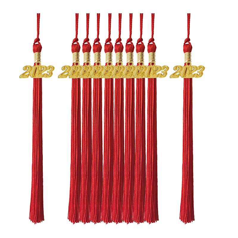 10Pcs 2023 Graduation Cap Tassels Single Color 15 inch for Party Accessories