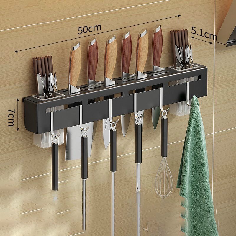 Kệ Treo Dao, Đồ Dùng Nhà Bếp Siêu Chắc Dài 51CM Kèm Miếng Dán Tường