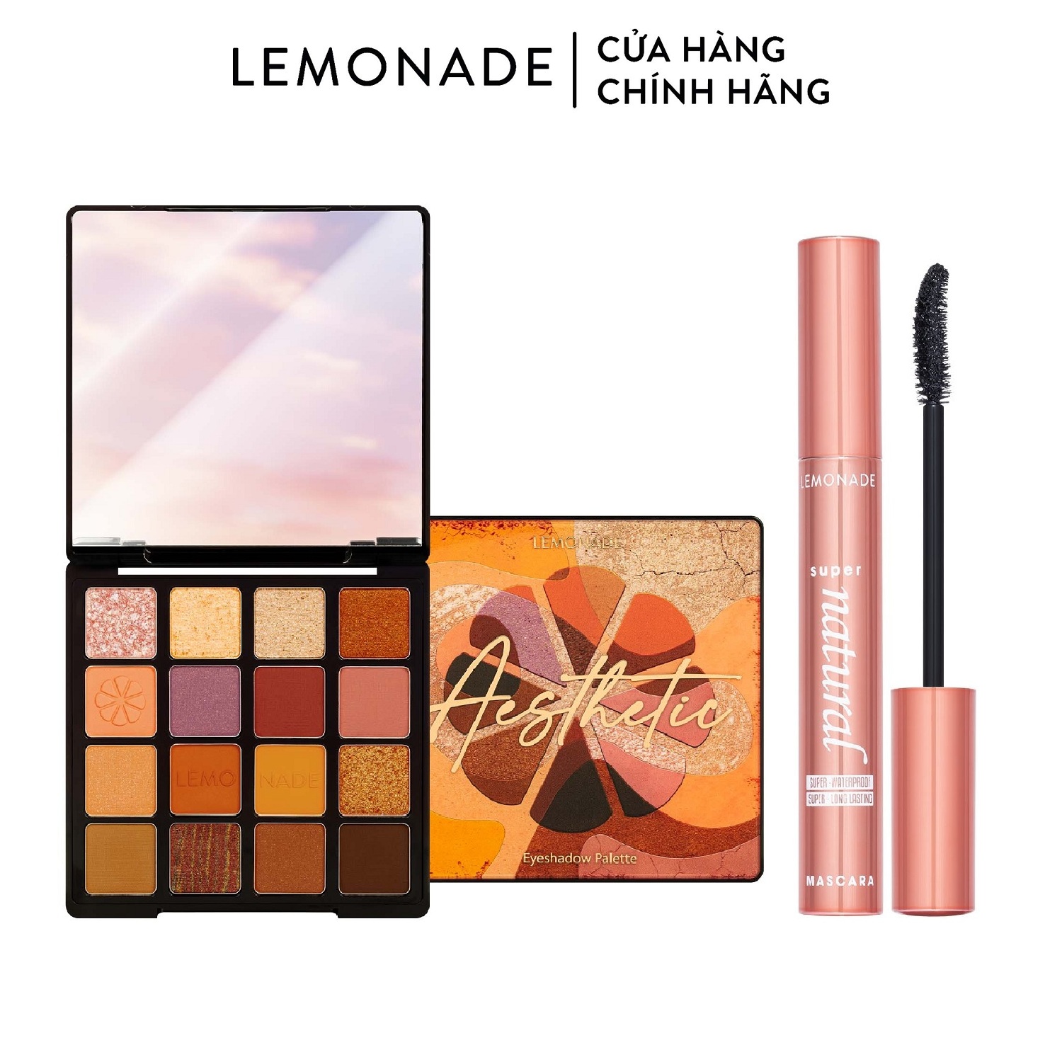 Combo Lemonade Bảng phấn mắt Aesthetic Eyeshadow Palette 8.8g và Chuốt mi SuperNatural Mascara 7.5g