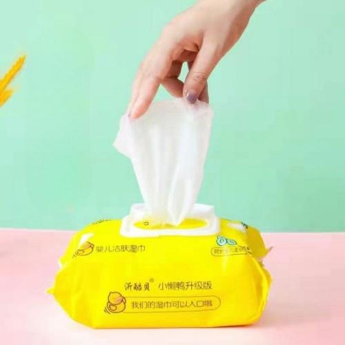 Thùng 10 Gói Khăn Giấy Ướt Vịt Vàng, Con Ong Vàng Tiện Dụng Tặng Thùng Nhựa Xinh Xắn, An Toàn Cho Bé
