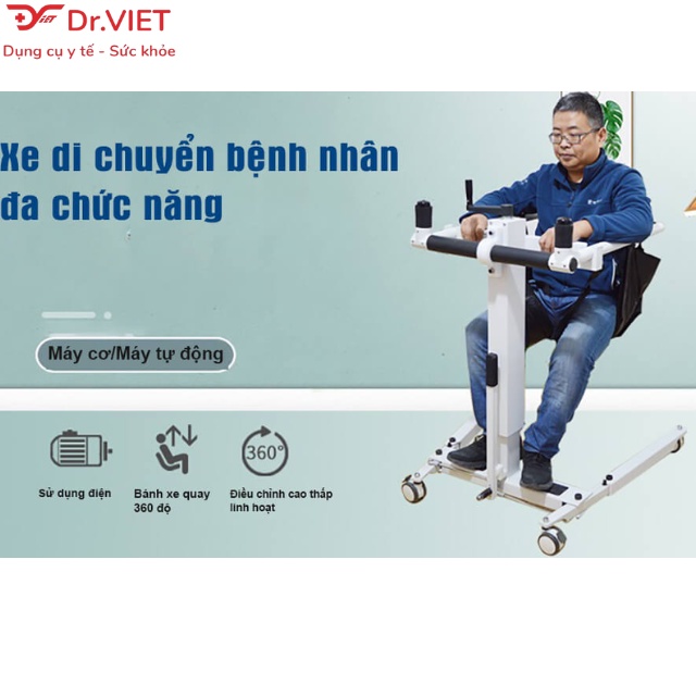 Xe di chuyển bệnh nhân LUCASS ECLIP X2 Chính hãng- Hỗ trợ việc đi lại cho người bệnh, có bô vệ sinh