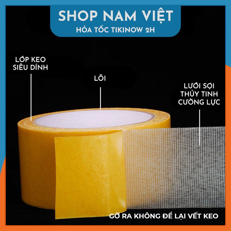 Keo 2 Mặt Sợi Thủy Tinh Cường Lực Dán Thảm Trải Sàn, Keo Chống Nước, Không Để Vết Keo