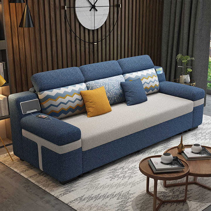 Giường Sofa Cao Cấp , Ghế Sofa Vải Lanh Mịn Có Loa Nghe Nhạc ,Toàn Bộ Khung Băng Sắt Sơn Tĩnh Điện KT Rộng180cm Dài200cm