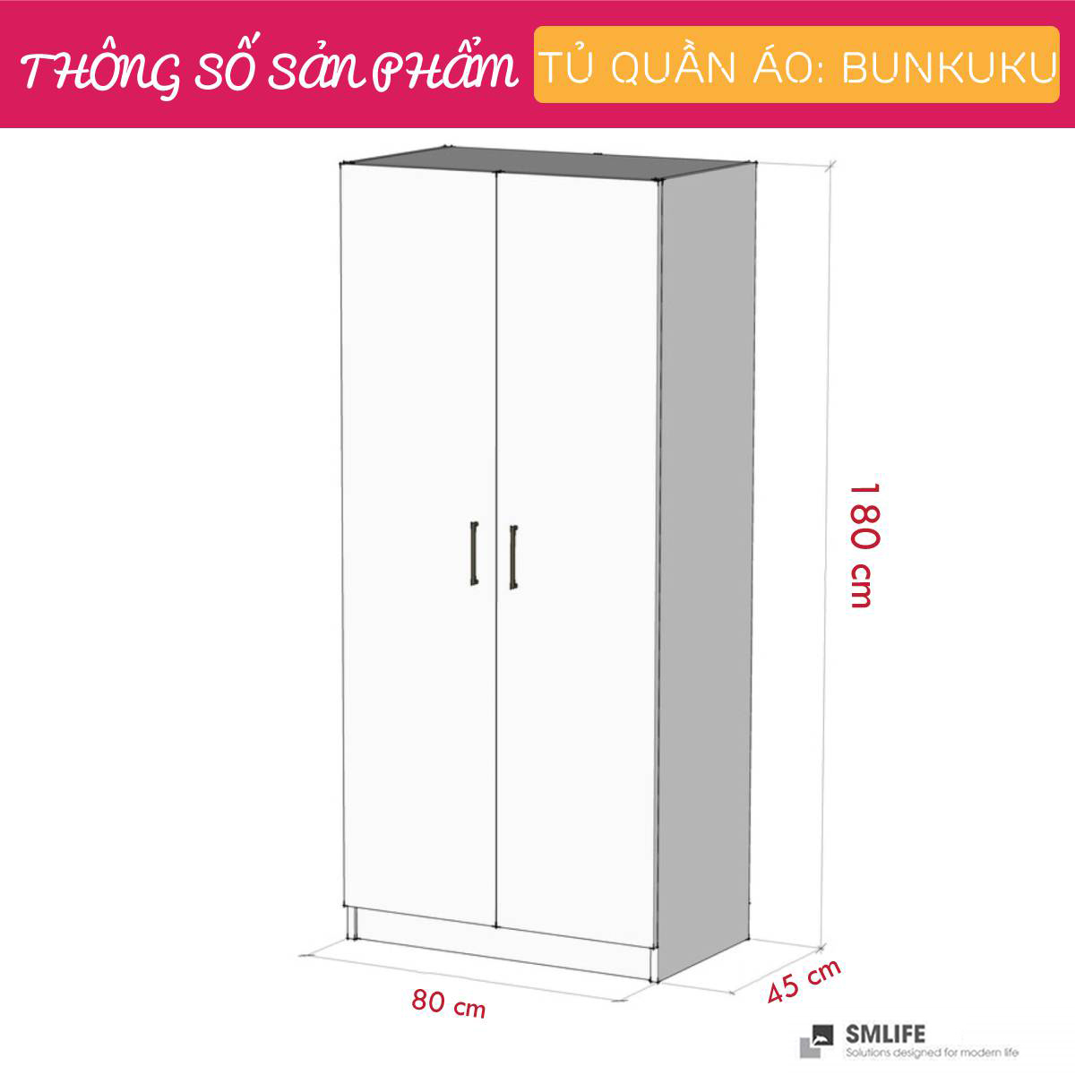 Tủ để quần áo bằng gỗ cao cấp SMLIFE Bunbuku