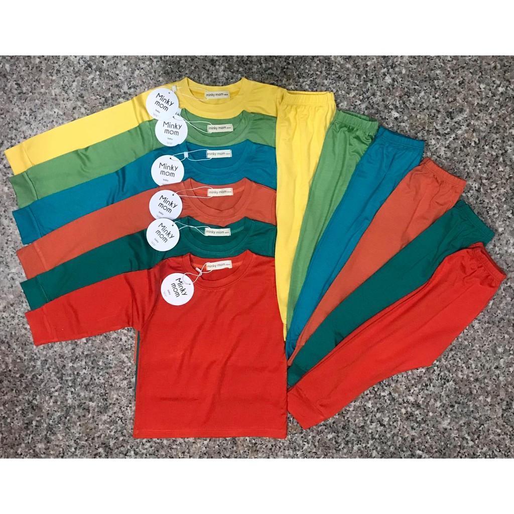 Bộ thun lạnh dài tay Minky Mom cho bé trai và bé gái từ 8-32KG.