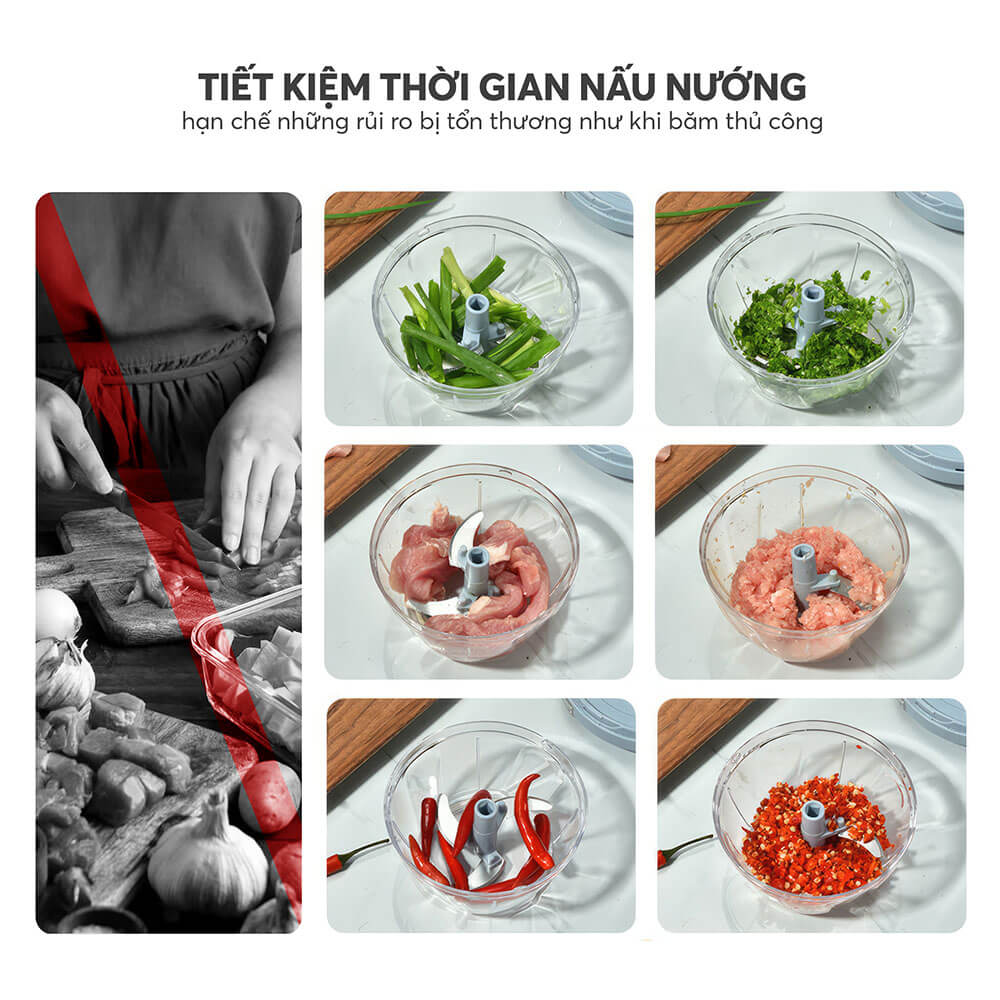 XAY TỎI ỚT, GIA VỊ ELMICH EL8416 400ML, HÀNG CHÍNH HÃNG, CỐI NHỰA TRONG, LƯỠI DAO INOX - JOYMALL