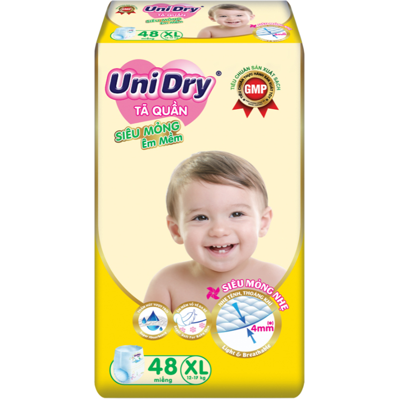 Tã Quần Siêu Mỏng UniDry Ultrathin Gói Đại Size XL48 (48 miếng)