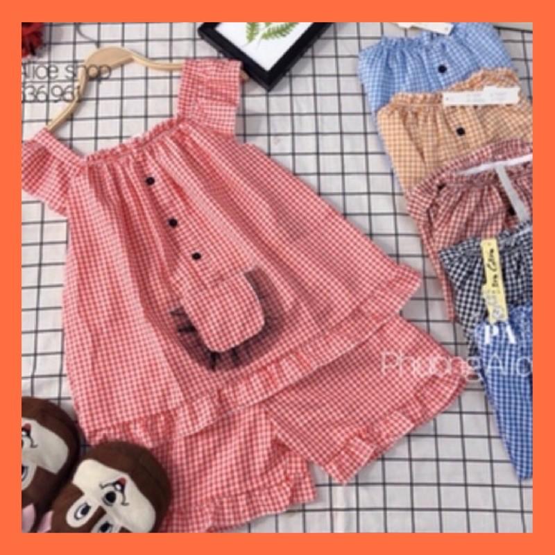 ️RẺ VÔ ĐỊCH️ Đồ bộ đùi mặc nhà Caro Mềm Mịn Siêu Kute
