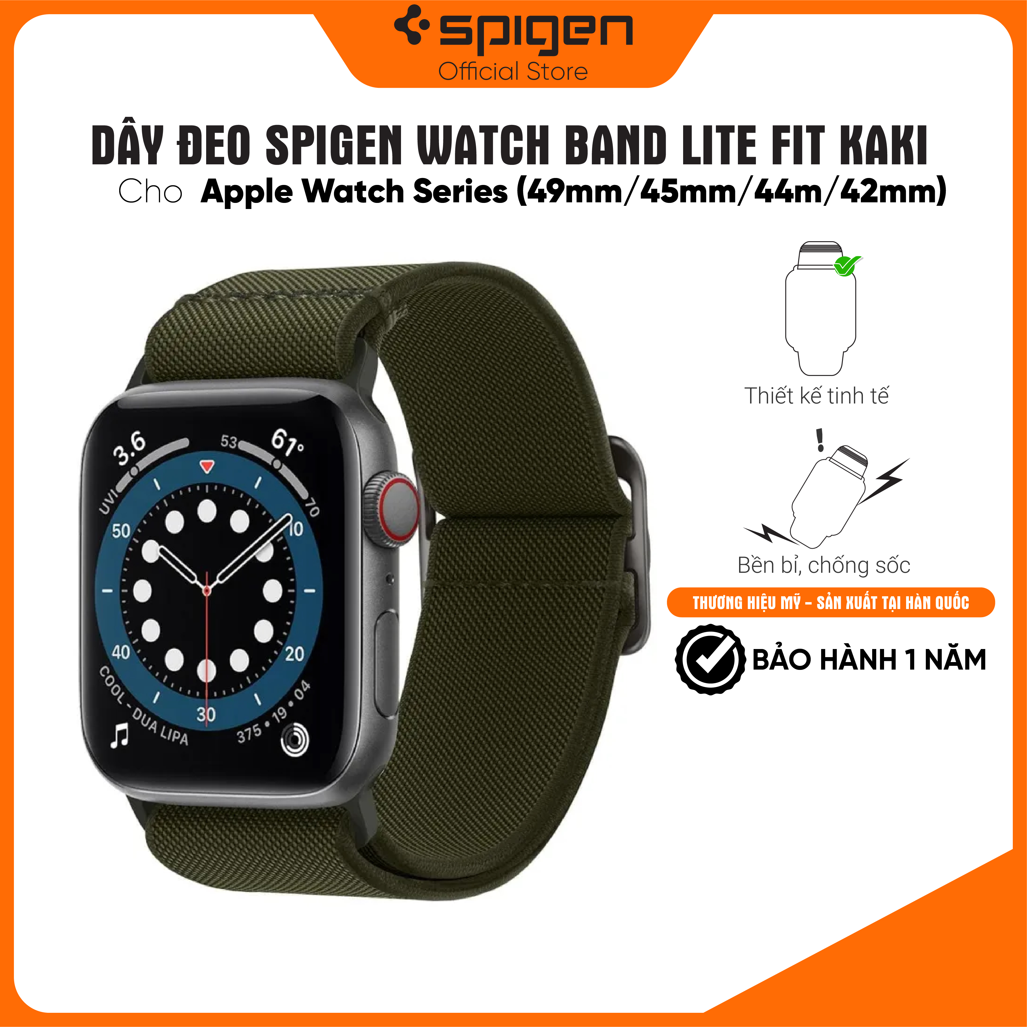 Dây đeo cho Apple Watch Series (49mm/45mm/44m/42mm) Watch Band Lite Fit - Hàng chính hãng