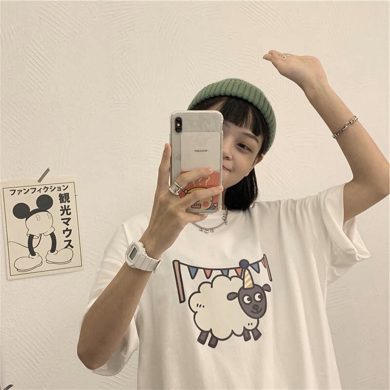 Áo Thun Nữ Tay Lỡ - Áo Phông Nam Nữ Form Rộng Freesize Vải Chất Cotton Mịn Mát Kita Unisex - SHEEP FESTIVAL