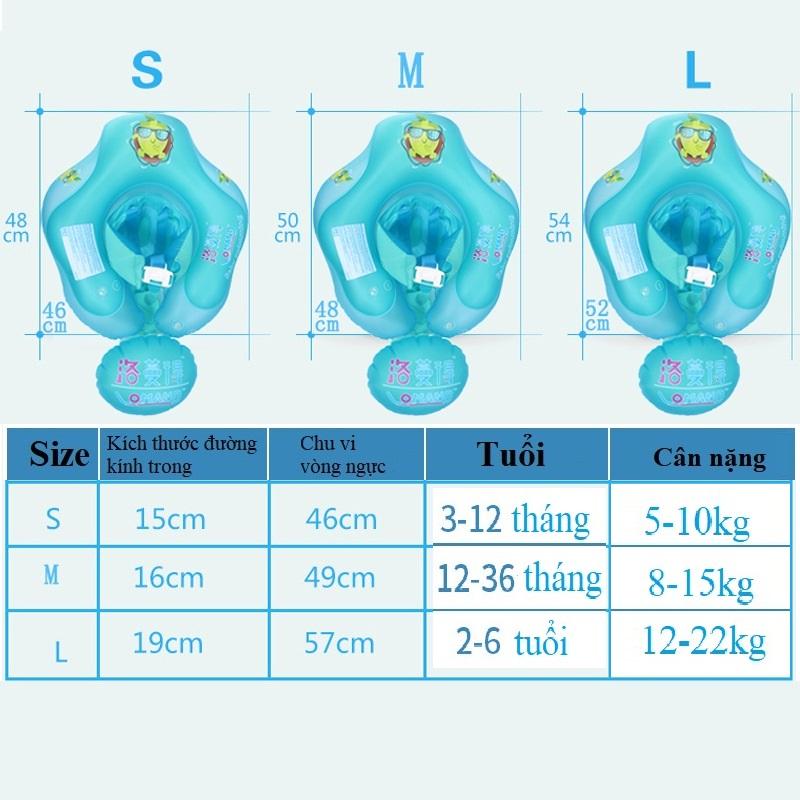 Phao Tập Bơi Có Đai Chống Lật Cho Bé Từ 0-6 Tuổi - Xanh Lá - Kèm Bóng