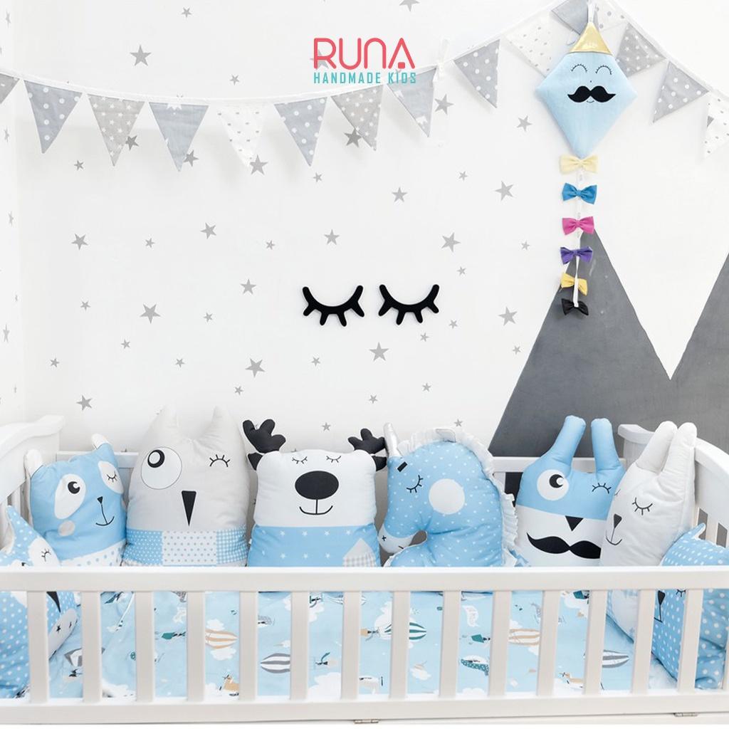 Quây cũi vải hình con thú cho bé RUNA KIDS - Chất liệu Cotton cao cấp, giúp hạn chế va đập, bảo vệ an toàn cho bé