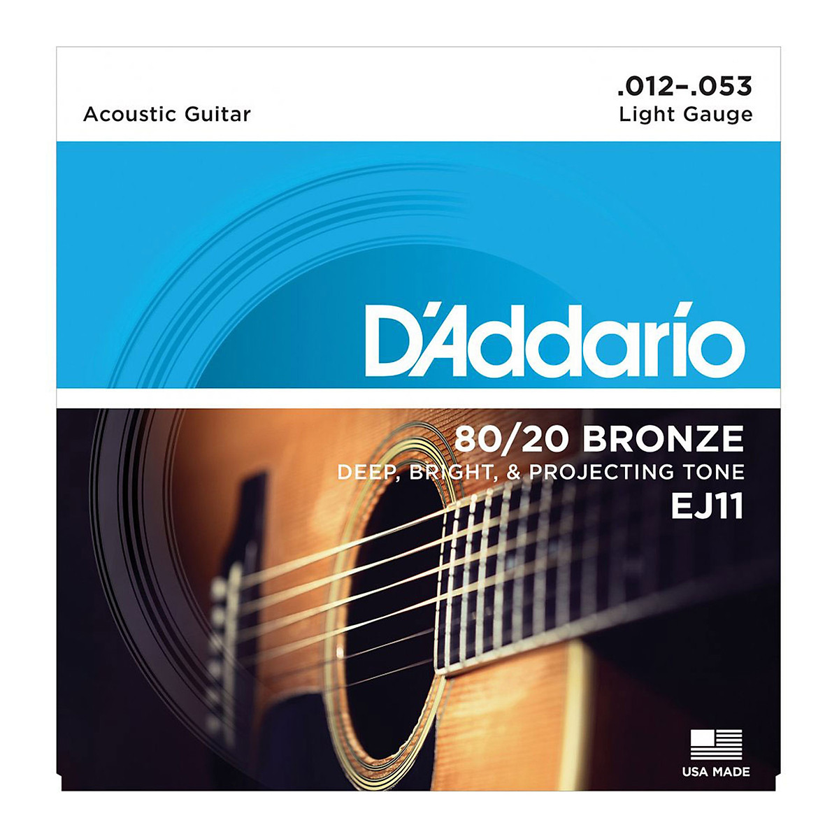 Bộ dây đàn Guitar Acoustic - D'Addario EJ11 - 80/20 Bronze, Light Gauge .012-.053 (12-53) - Hàng chính hãng