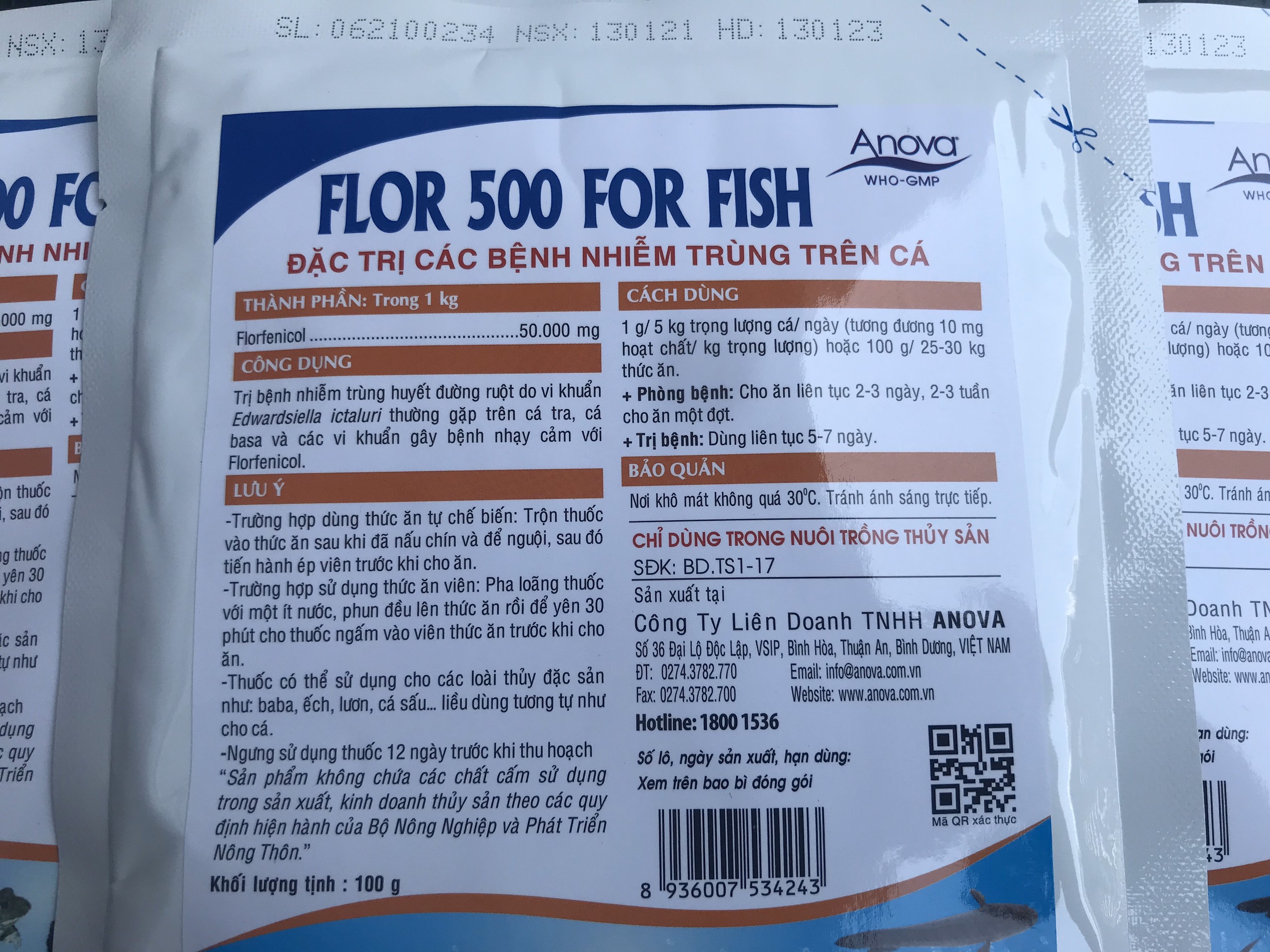 Flor 500 For Fish – Kháng Sinh Trị Các Bệnh Nhiễm Trùng Trên Cá (gói 100g)