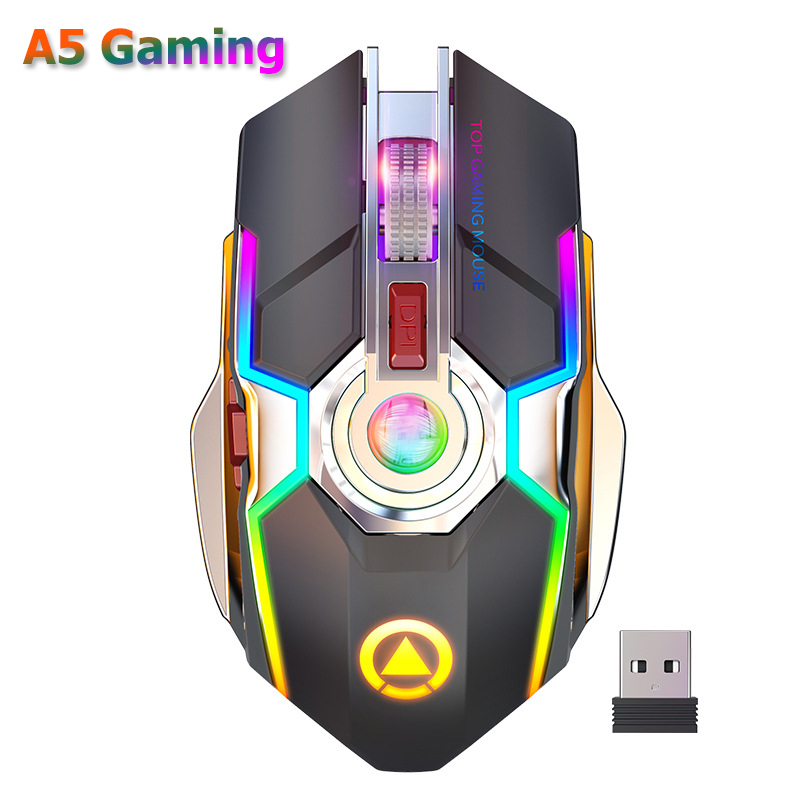 Chuột Gaming Yindiao A5 Bluetooth/Wireless Pin Sạc E-sports, Led RBG 7 màu - Chính Hãng