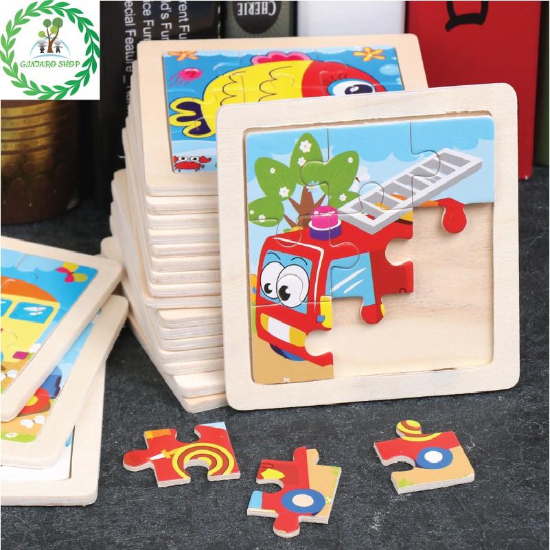 Đồ chơi xếp hình chất lượng cao puzzle , Bộ xếp hình bằng gỗ 9 miếng đa dạng hình ảnh GINTARO SHOP