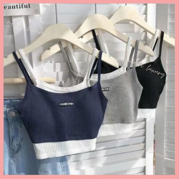 Áo bra không gọng mút liền dáng crotop thoáng mát phong cách Hàn quốc siêu xinh