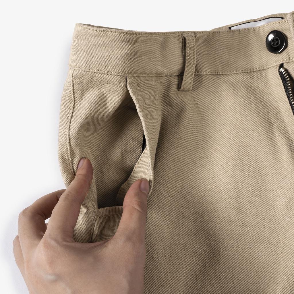 Quần short kaki nam THE BASIS, chât liệu kaki jean co giãn, form regular ôm vừa vặn QK05