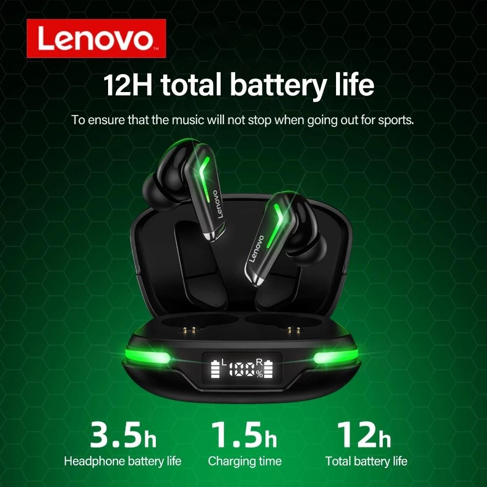 Tai nghe không dây LENOVO GM3 Bluetooth 5.0 TWS âm thanh giảm ồn HD độ trễ thấp pin trâu có micro cho chơi game thể thao-Hàng chính hãng