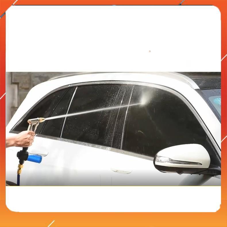 ️Evoucher Bộ dây vòi xịt nước rửa xe, tưới cây , tăng áp 3 lần, loại 15m 206701-2 đầu đồng, cút đồng+ mở chai