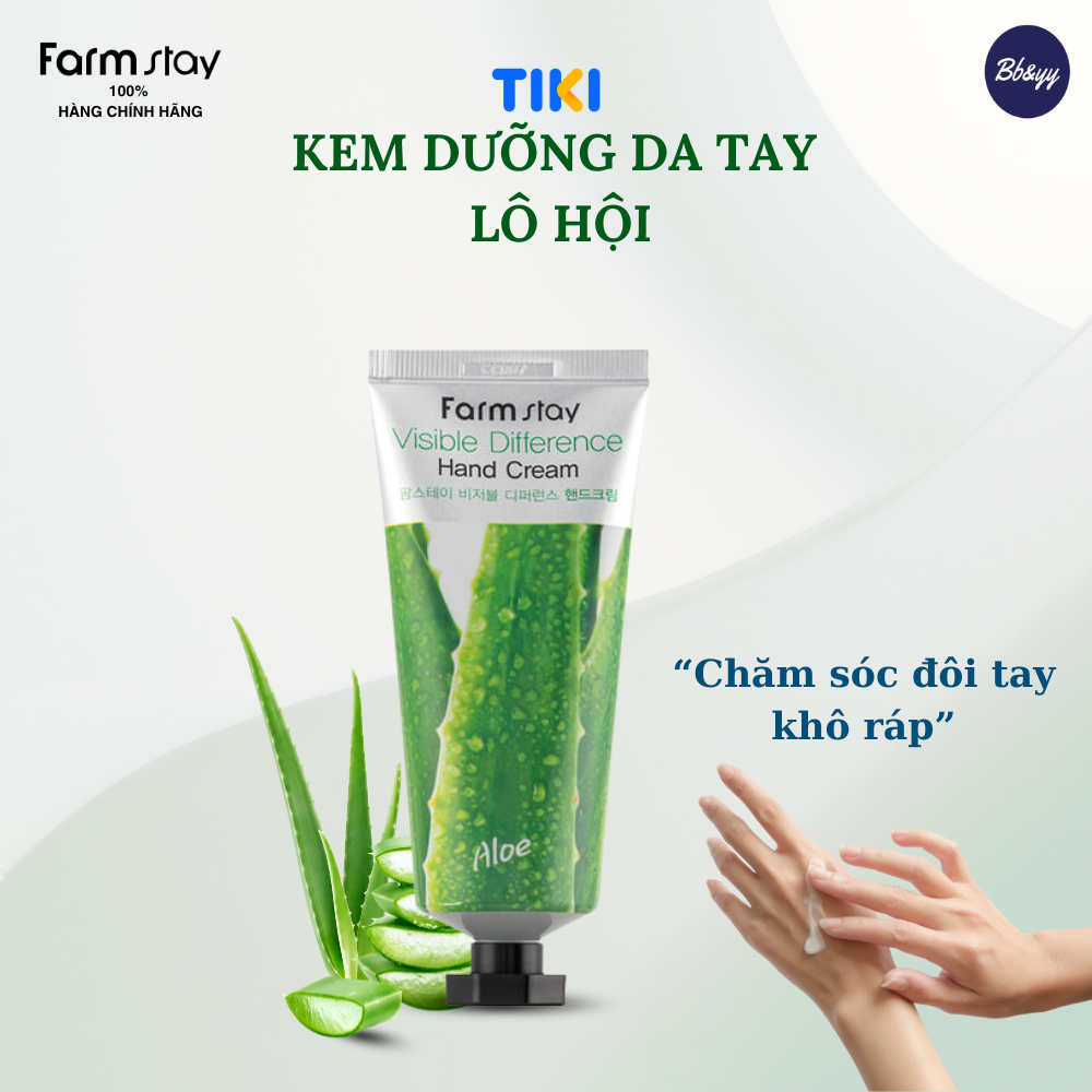 Kem Dưỡng Da Tay Lô Hội _ Farmstay Visible Difference Hand Cream Aloe