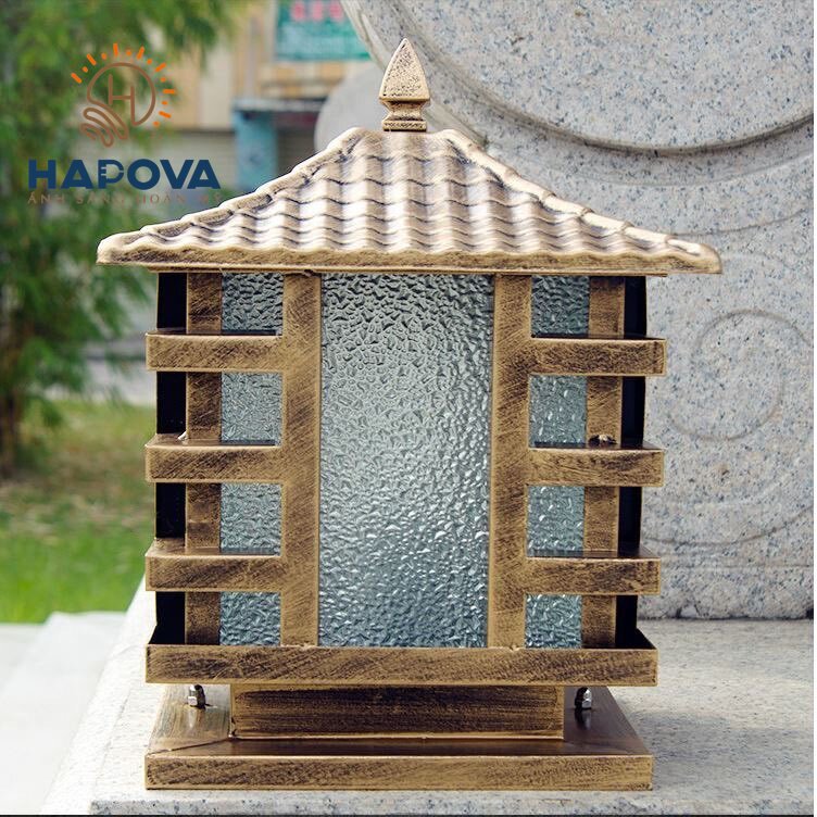 Đèn trụ cổng mái chùa, đèn sân vườn cỡ 250mm và 200mm HAPOVA PRODE 802