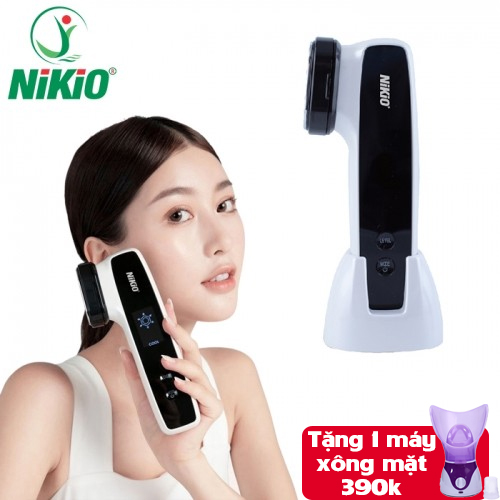 Máy Massage Mặt Và Nâng Cơ Mặt Nikio NK-128 - Công Nghệ Điện Di RF và EMS, Photon Xanh và Đỏ Chườm Nóng Và Lạnh - Hỗ Trợ Đẩy Tinh Chất, Giảm Nếp Nhăn, Tăng Sinh Collagen, Trẻ Hóa Da