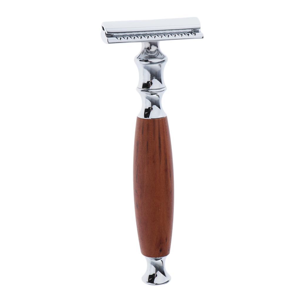 Wood Handle Double Edge  Shaving   Grooming Tool Brown