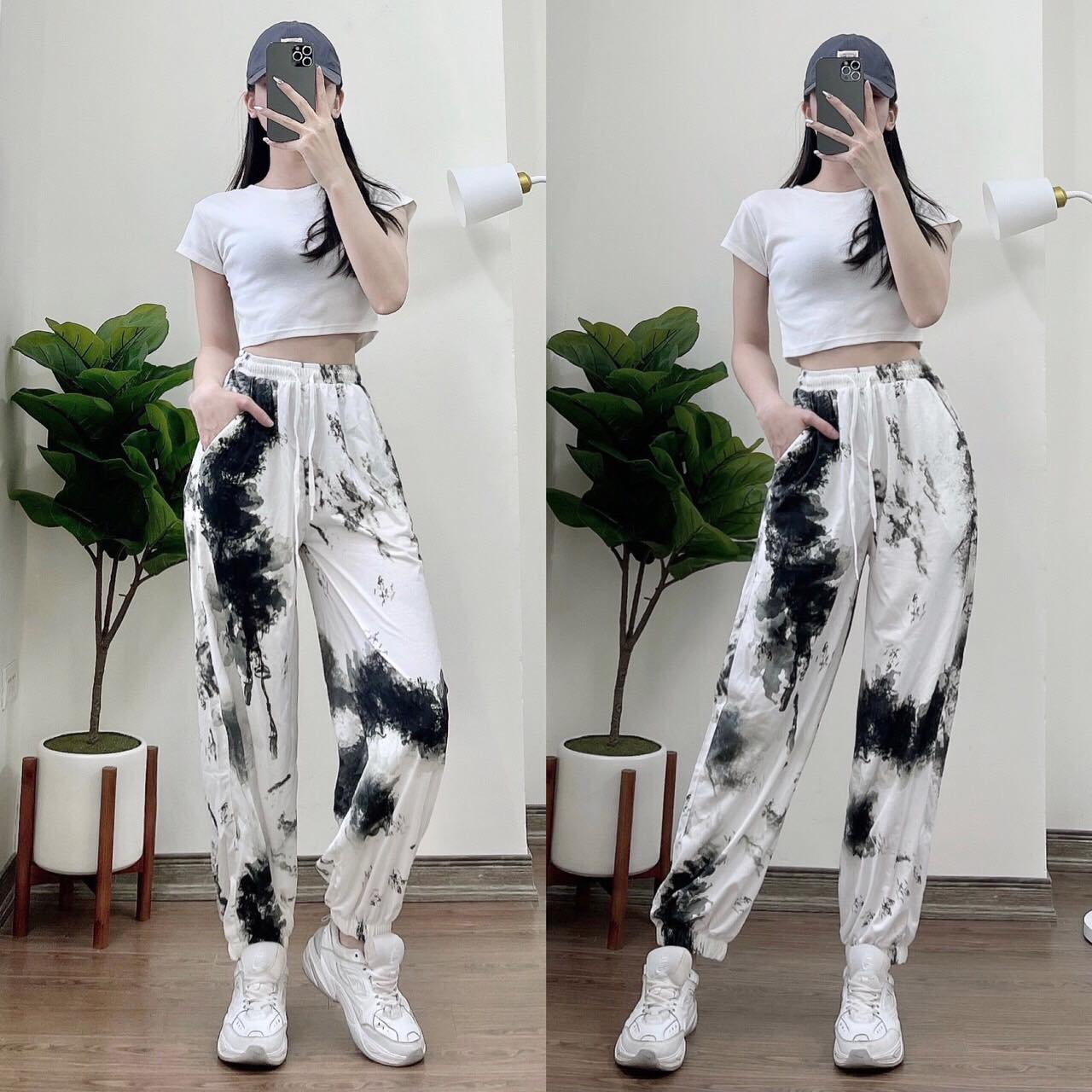 Quần Jogger 3D Ulzzang Unisex Jogger Loang Màu Bo Lai Xám Đậm V2 - MM