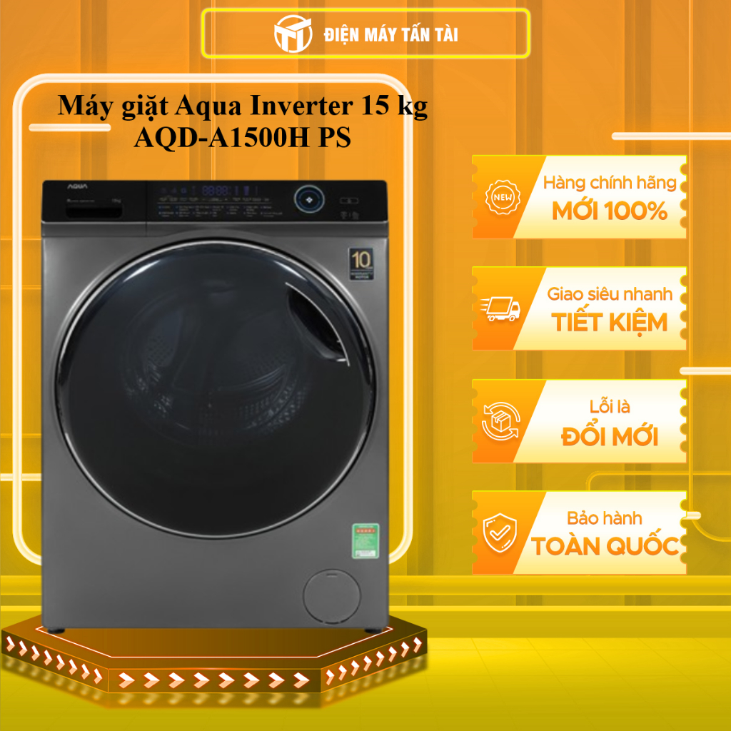 AQD-A1500H(PS) - Máy giặt Aqua inverter 15kg AQD-A1500H PS - Hàng chính hãng (chỉ giao HCM)
