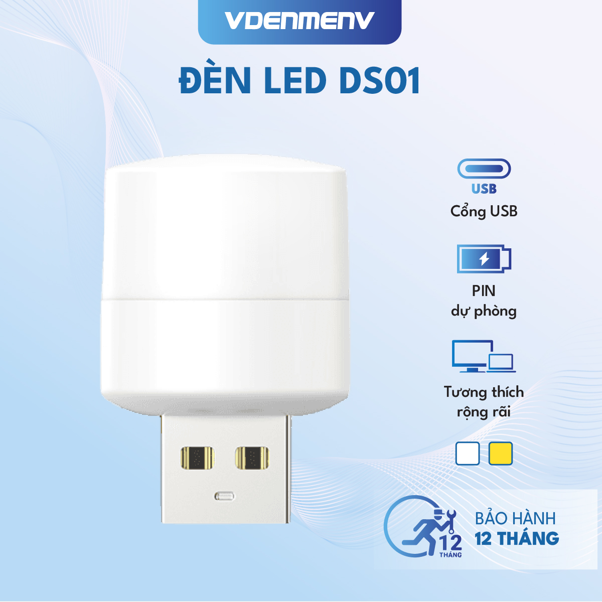 USB Đèn LED Mini VDENMENV DS01 Làm Trang Trí Phòng Ngủ - Hàng Chính Hãng