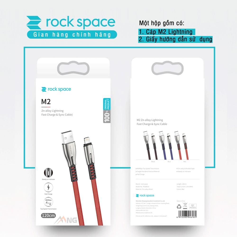 Dây Sạc Rockspace M2 dành cho Iphone , sạc nhanh có đèn LED dây dù chống rối - Hàng chính hãng bảo hành 1 năm