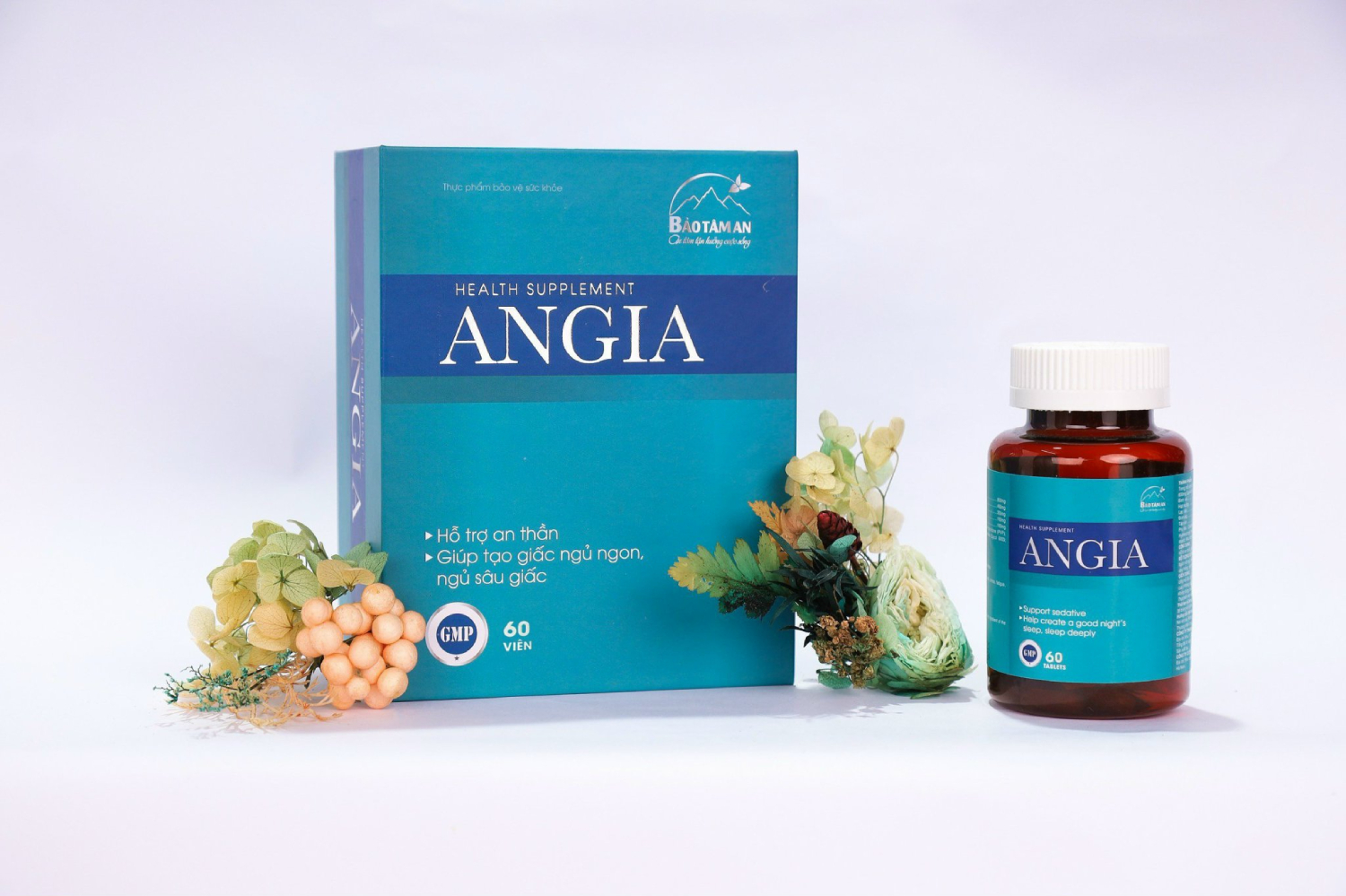 Angia Bảo tâm an giúp an thần, hỗ trợ mất ngủ đau đầu, giúp hạ nhiệt và hạ huyết áp, bổ tim mạch