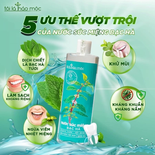 Nước súc miệng bạc hà Tôi Là Thảo Mộc 500ml