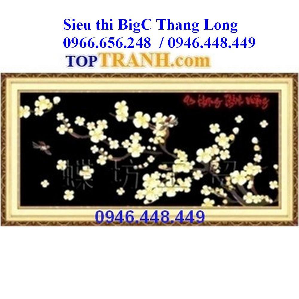 Tranh thêu chữ thập hoa mai trắng An khang thịnh vượng 222386 chưa thêu