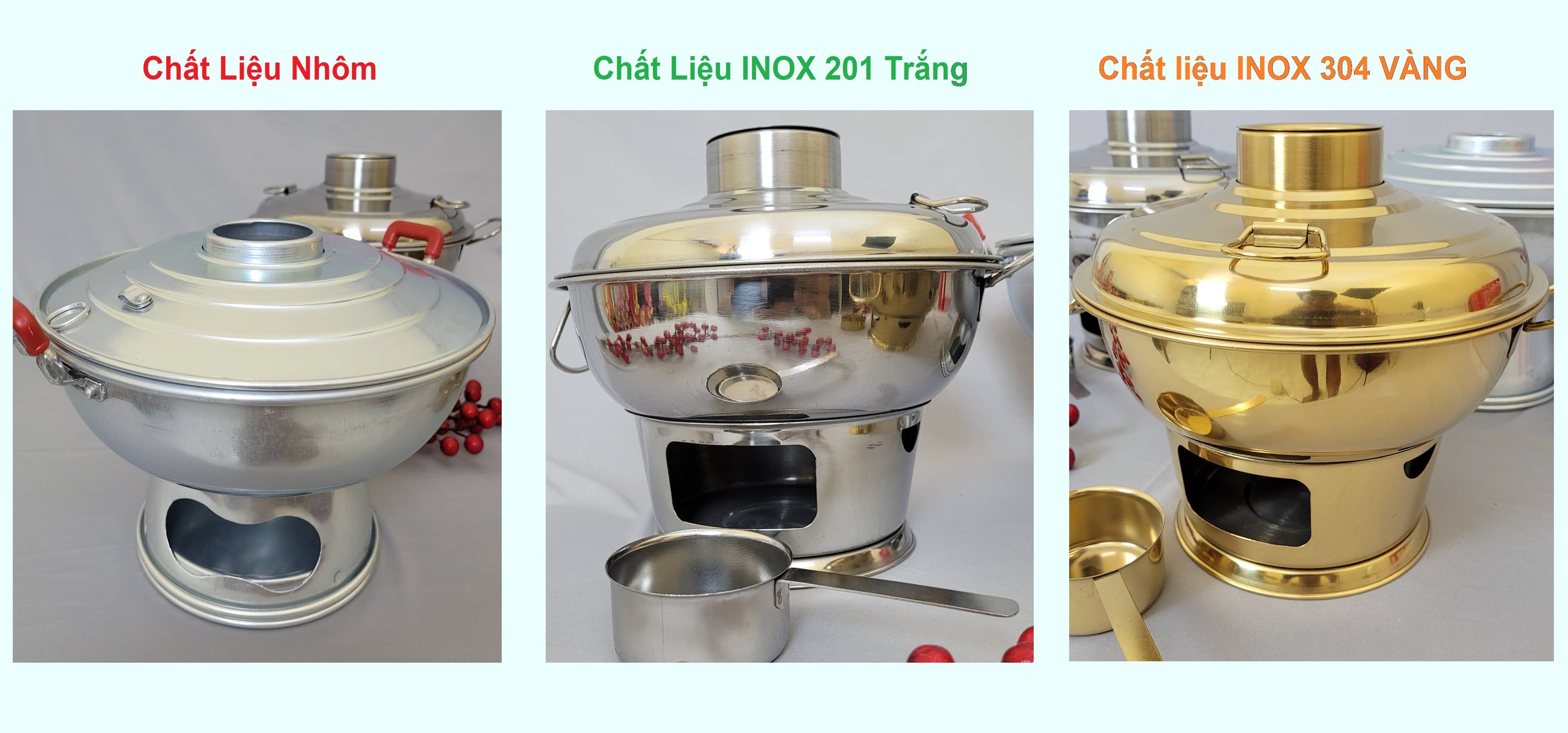 Nồi lẩu Cù Lao XƯA II Nầu lẩu dùng THAN / CỒN tiện lợi II Nồi Nấu Lẩu Inox 304 / Nhôm Dày / Nồi lẩu cù lao, nồi núi lửa cổ điển