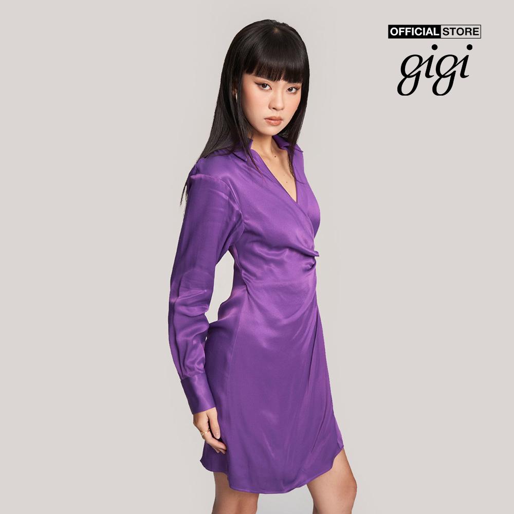 GIGI - Đầm mini tay dài cổ bẻ xoắn eo nữ tính G2107D222103