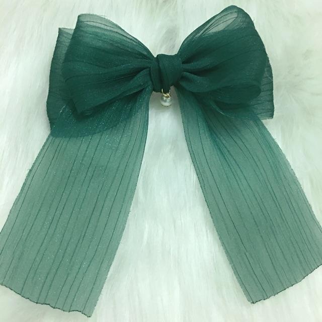 Kẹp nơ voan nhăn