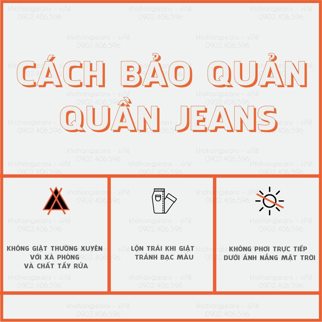 Quần jean baggy quần bò cạp cao chất cotton không co dãn màu xanh rách