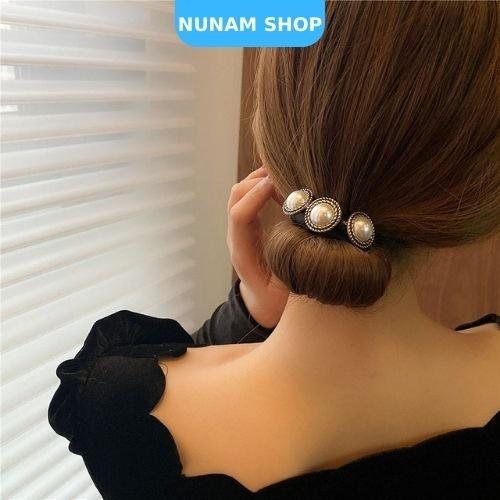 Dây bới tóc ngọc và hoa thanh lịch sang chảnh Nunam Shop