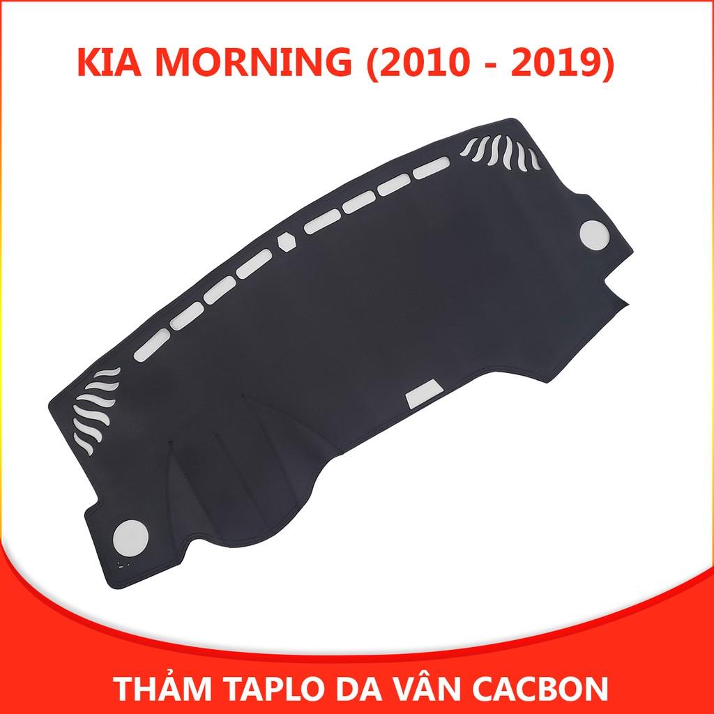 Thảm taplo ô tô Morning 2010 - 2018 loại da vân cacbon chống nắng, chống nứt vỡ taplo, thảm taplo Kia Morning