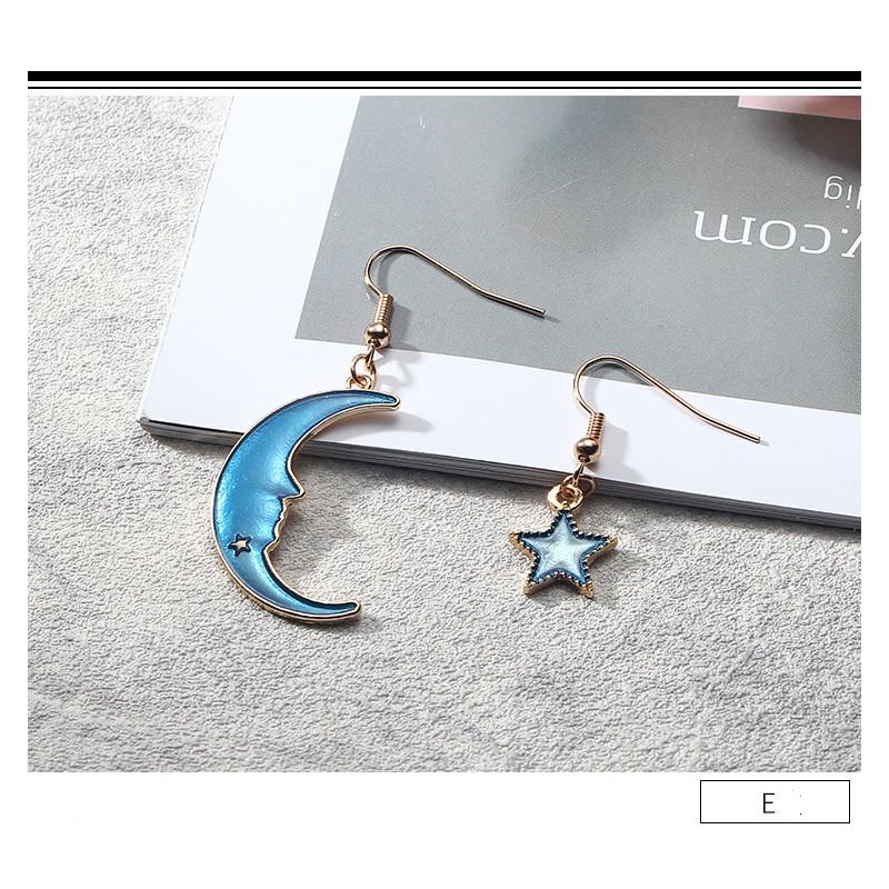 Bông tai hợp kim hình mặt trăng / ngôi sao xinh xắn