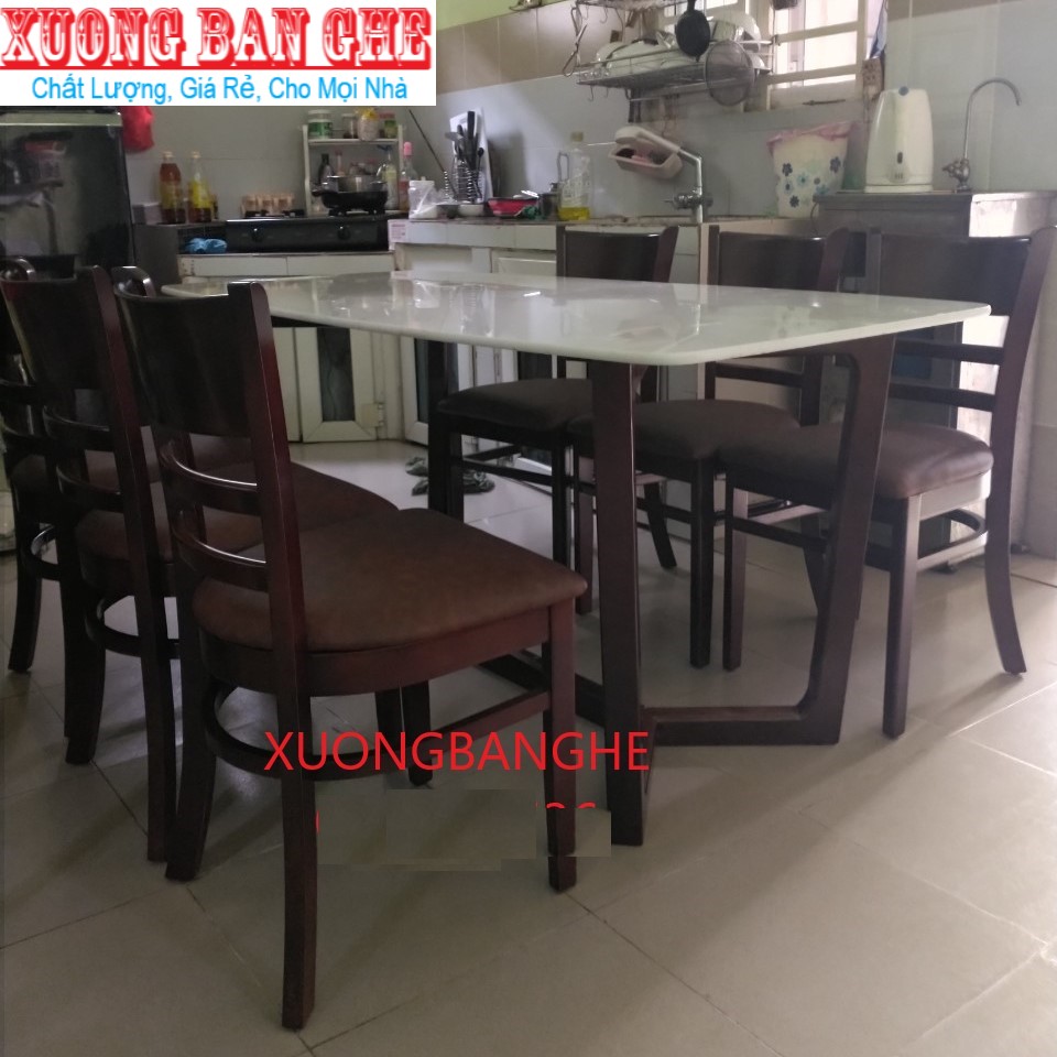 Free ship Bộ bàn ăn 6 ghế mặt đá ceramic :hcm biên hòa BD