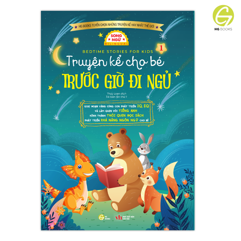 Sách song ngữ: Combo 2 tập Truyện Kể Cho Bé Trước Giờ Đi Ngủ - Cùng Con Phát Triển IQ, EQ Và Làm Quen Với Tiếng Anh, Tặng File Audio