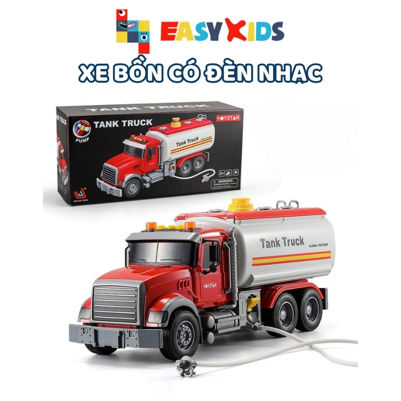 Xe Bồn Đồ Chơi Xe Cho Bé Cỡ Lớn Toystar, Xe Bồn Chở Xăng Chở Nước Có Đèn Nhạc