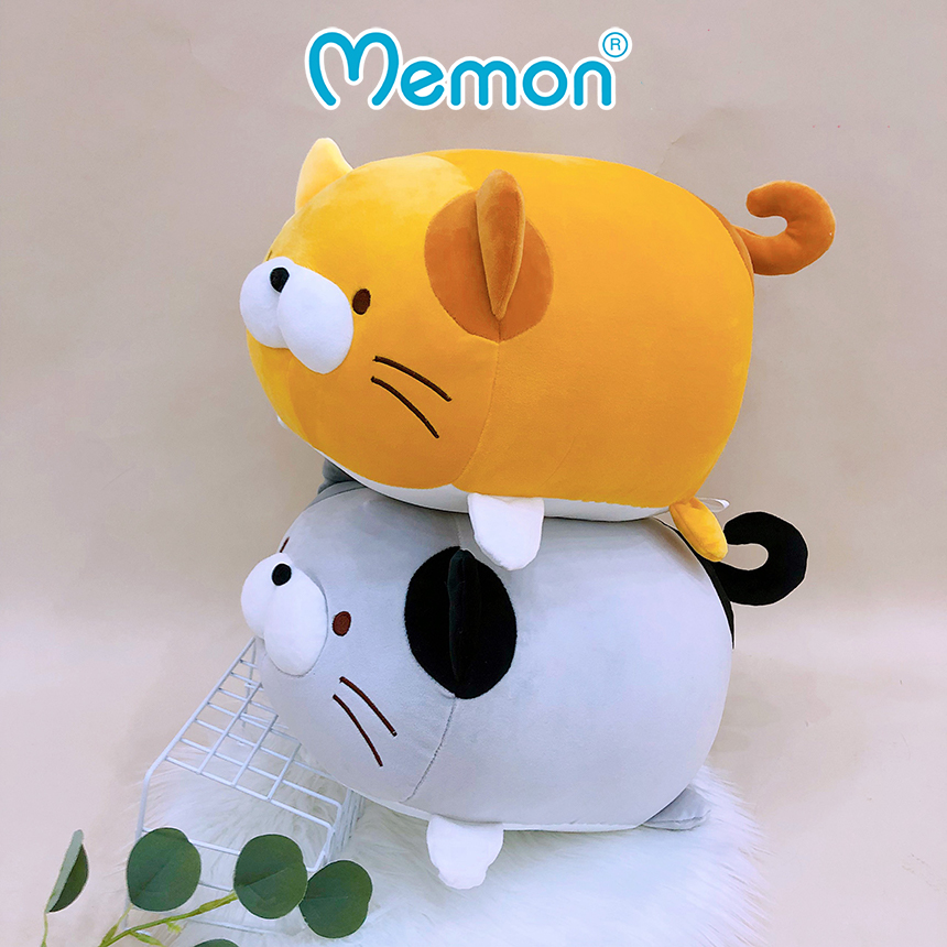 Gấu Bông Mèo Béo Nằm 40cm Cao Cấp Memon, Mèo Corgi Bông Chân Ngắn Dễ Thương